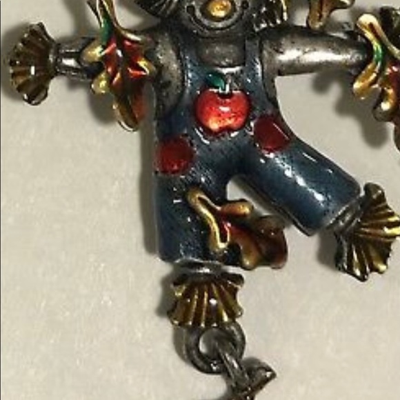 Vintage enamel leaf dangling fall scarecrow pen - Picture 2 of 7